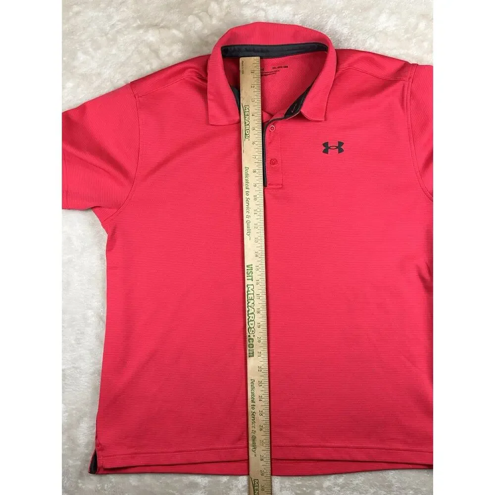 Under Armour Mens Pink Performance Polo Shirt XXL Short Sleeve Loose Fit Golf
